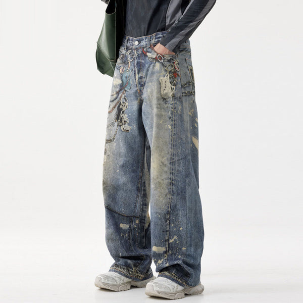 Pantalones estilo hip-hop jeans hombre pantalones de pierna ancha