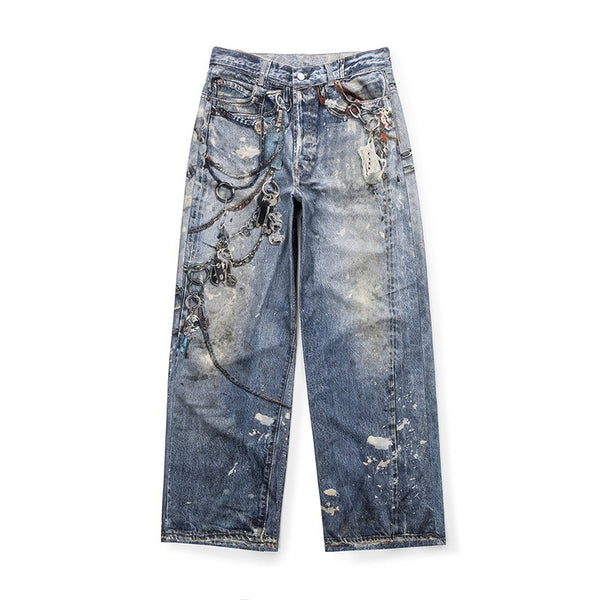 Pantalones estilo hip-hop jeans hombre pantalones de pierna ancha