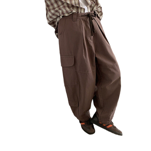Pantalones estilo  japoneses holgados de pierna ancha gris oscuro