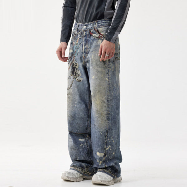 Pantalones estilo hip-hop jeans hombre pantalones de pierna ancha