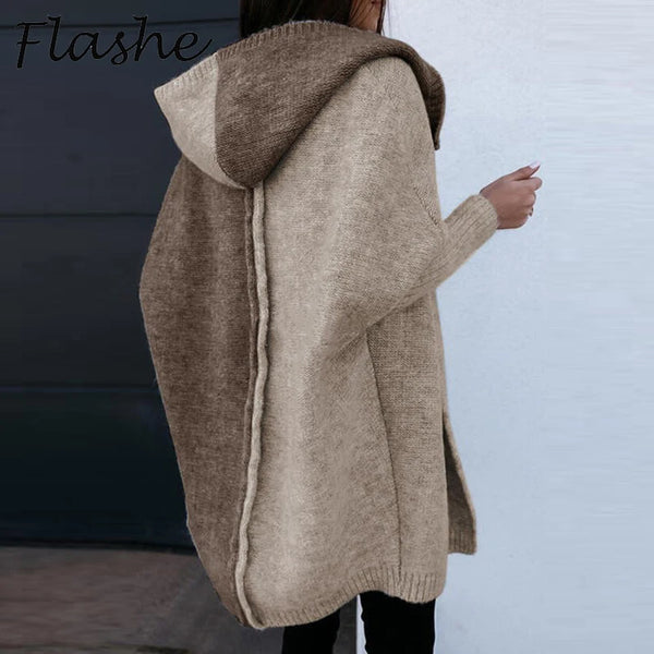 Oversized Cardigan Women Fashion Hoodies Coat Long Sleeve Sweaters For Women Elegant Patchwork Print Coat 2023 - funny happy kids