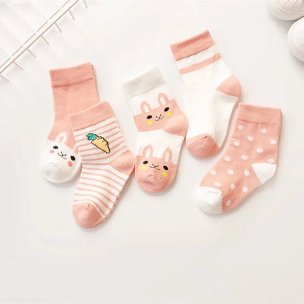 5 Pairs/Lot Kids Soft Cotton Socks Boy Girl Baby Infant Fashion Stripe Warm For Autumn Winter 0-8 Years Children Cartoon Sock - funny happy kids