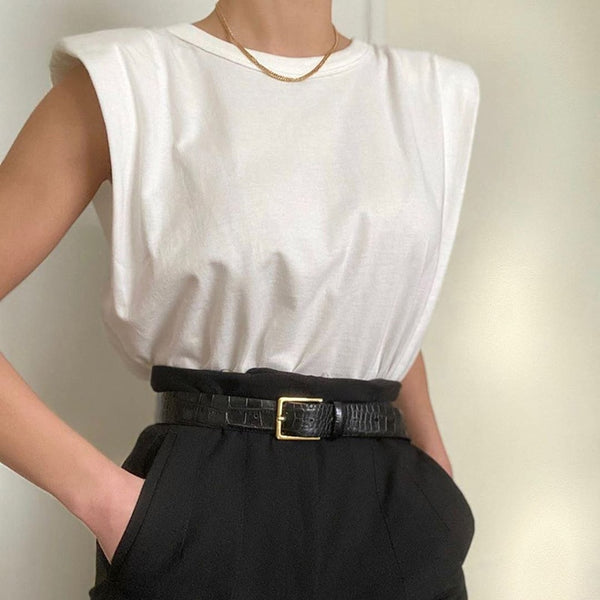 Camiseta con hombreras mujer