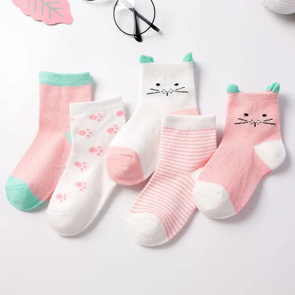 5 Pairs/Lot Kids Soft Cotton Socks Boy Girl Baby Infant Fashion Stripe Warm For Autumn Winter 0-8 Years Children Cartoon Sock - funny happy kids