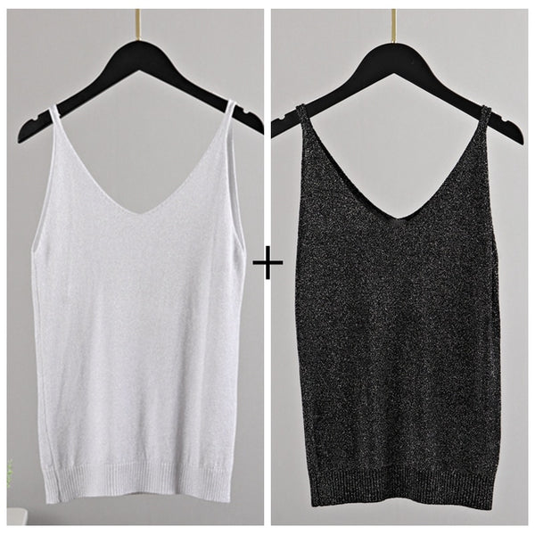 Tops glitter de tirantes