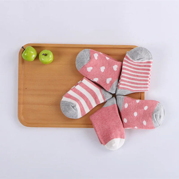 5 Pairs/Lot Kids Soft Cotton Socks Boy Girl Baby Infant Fashion Stripe Warm For Autumn Winter 0-8 Years Children Cartoon Sock - funny happy kids