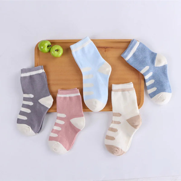 5 Pairs/Lot Kids Soft Cotton Socks Boy Girl Baby Infant Fashion Stripe Warm For Autumn Winter 0-8 Years Children Cartoon Sock - funny happy kids