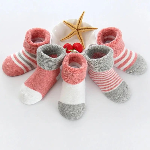 Kiddiezoom 5Pairs/lot unisex Non-Skid Baby Shoe Socks 0-12months Cotton baby boy girls meia infantil cheap stuff - funny happy kids