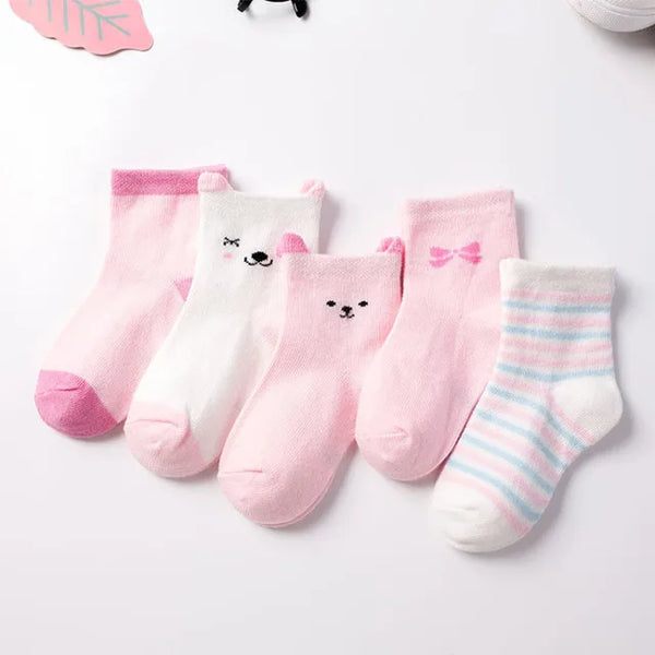 5 Pairs/Lot Kids Soft Cotton Socks Boy Girl Baby Infant Fashion Stripe Warm For Autumn Winter 0-8 Years Children Cartoon Sock - funny happy kids