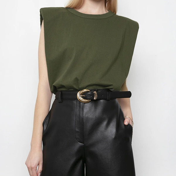 Camiseta con hombreras mujer