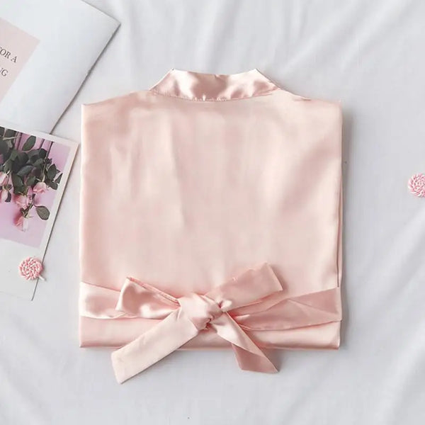 Wedding Bride Bridesmaid Robe Dressing Gown Sexy Women Bathrobe Nightgown Short Sleepwear Casual Flower Kimono Geisha M L XL - funny happy kids