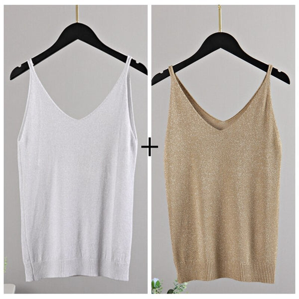 Tops glitter de tirantes
