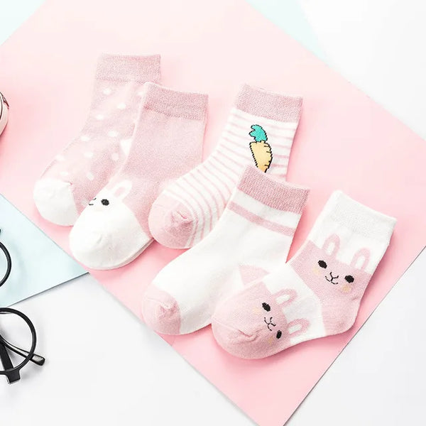 5 Pairs/Lot Kids Soft Cotton Socks Boy Girl Baby Infant Fashion Stripe Warm For Autumn Winter 0-8 Years Children Cartoon Sock - funny happy kids