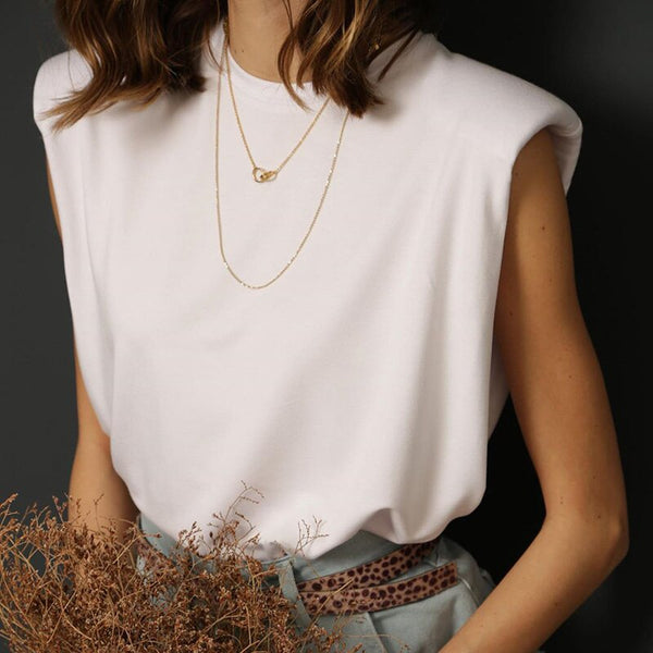 Camiseta con hombreras mujer