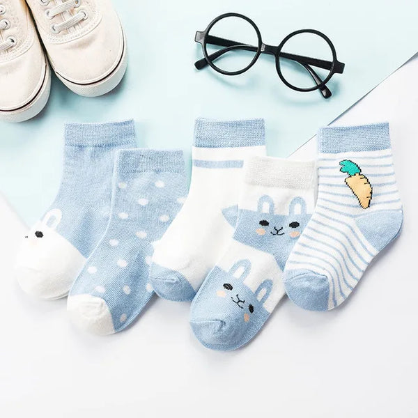 5 Pairs/Lot Kids Soft Cotton Socks Boy Girl Baby Infant Fashion Stripe Warm For Autumn Winter 0-8 Years Children Cartoon Sock - funny happy kids