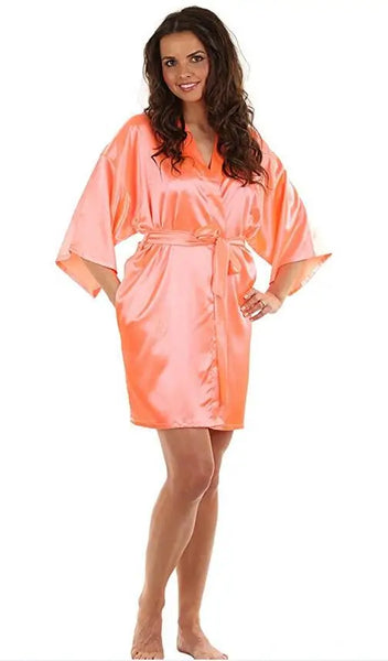 New Black Chinese Women's Faux Silk Robe Bath Gown Hot Sale Kimono Yukata Bathrobe Solid Color Sleepwear S M L XL XXL NB032 - funny happy kids