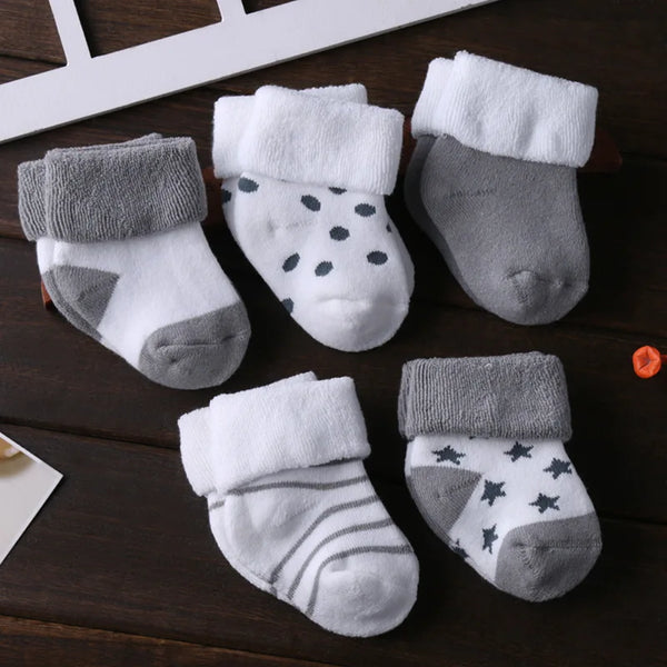 Kiddiezoom 5Pairs/lot unisex Non-Skid Baby Shoe Socks 0-12months Cotton baby boy girls meia infantil cheap stuff - funny happy kids