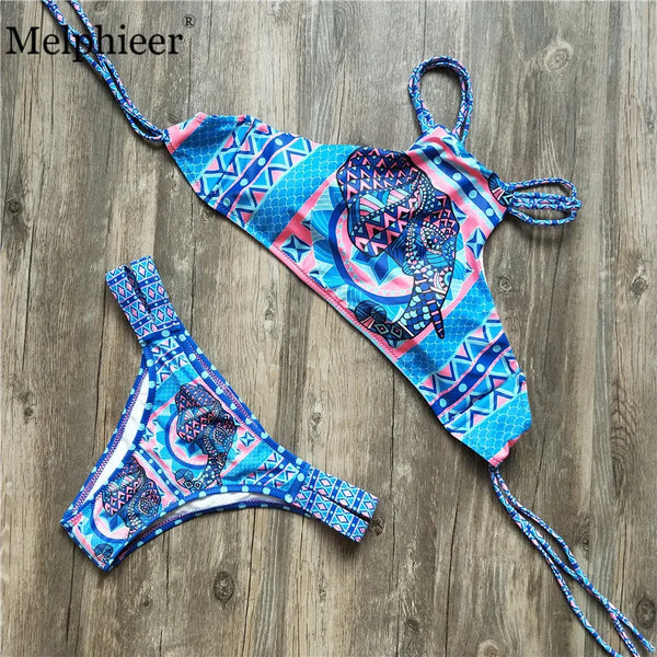 Melphieer High Neck Tank Crop Top Bikini Crochet Bikinis Set Swimwear Women Swimsuit Female Beachwear 2025 Monokini Bathing Suit - funny happy kids