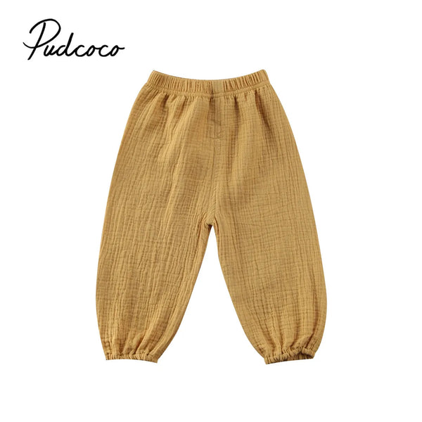 2017 Brand New Toddler Infant Child Baby Girls Boy Pants Wrinkled Cotton Vintage Bloomers Trousers Legging Solid Pants 6M-4T - funny happy kids