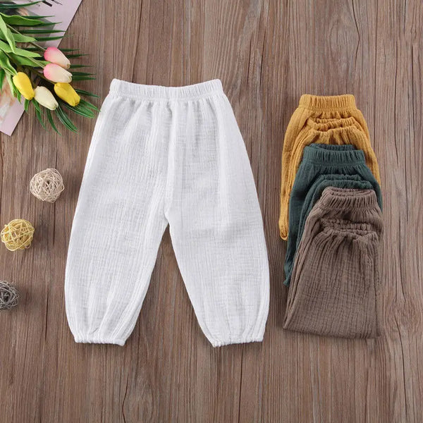2017 Brand New Toddler Infant Child Baby Girls Boy Pants Wrinkled Cotton Vintage Bloomers Trousers Legging Solid Pants 6M-4T - funny happy kids