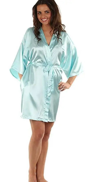 New Black Chinese Women's Faux Silk Robe Bath Gown Hot Sale Kimono Yukata Bathrobe Solid Color Sleepwear S M L XL XXL NB032 - funny happy kids