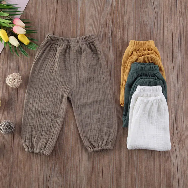 2017 Brand New Toddler Infant Child Baby Girls Boy Pants Wrinkled Cotton Vintage Bloomers Trousers Legging Solid Pants 6M-4T - funny happy kids