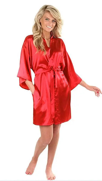 New Black Chinese Women's Faux Silk Robe Bath Gown Hot Sale Kimono Yukata Bathrobe Solid Color Sleepwear S M L XL XXL NB032 - funny happy kids