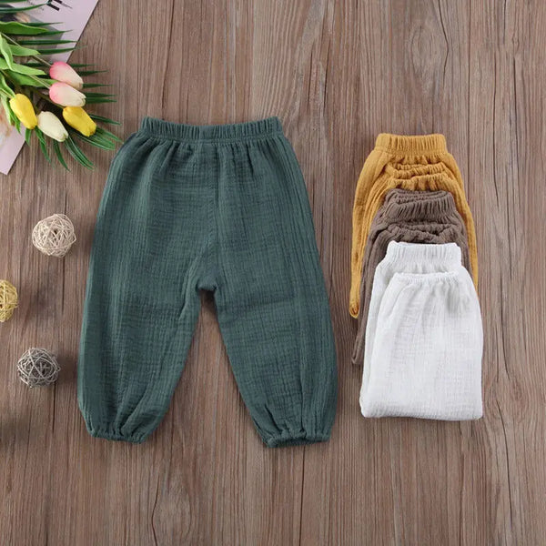 2017 Brand New Toddler Infant Child Baby Girls Boy Pants Wrinkled Cotton Vintage Bloomers Trousers Legging Solid Pants 6M-4T - funny happy kids