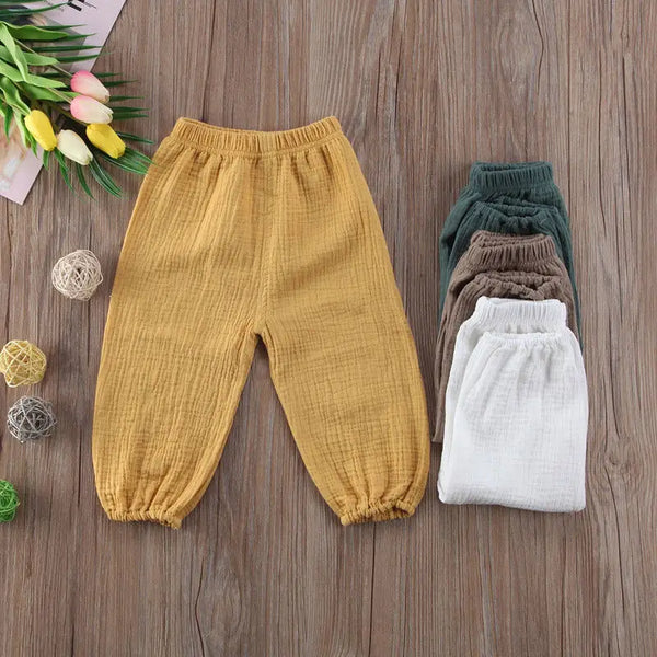 2017 Brand New Toddler Infant Child Baby Girls Boy Pants Wrinkled Cotton Vintage Bloomers Trousers Legging Solid Pants 6M-4T - funny happy kids