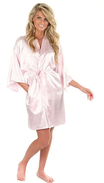 New Black Chinese Women's Faux Silk Robe Bath Gown Hot Sale Kimono Yukata Bathrobe Solid Color Sleepwear S M L XL XXL NB032 - funny happy kids