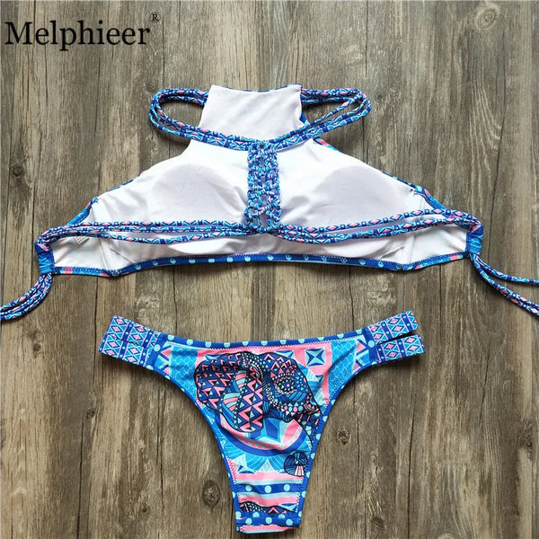 Melphieer High Neck Tank Crop Top Bikini Crochet Bikinis Set Swimwear Women Swimsuit Female Beachwear 2025 Monokini Bathing Suit - funny happy kids