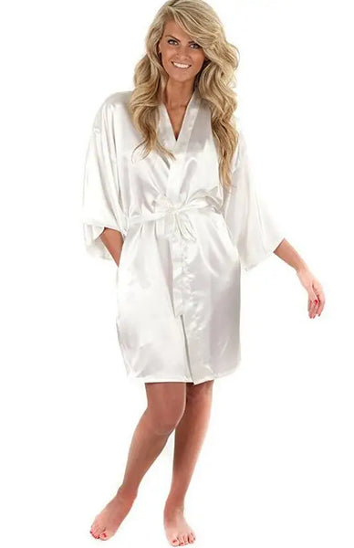 New Black Chinese Women's Faux Silk Robe Bath Gown Hot Sale Kimono Yukata Bathrobe Solid Color Sleepwear S M L XL XXL NB032 - funny happy kids