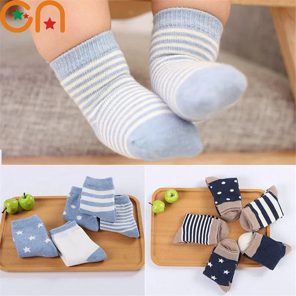 5 Pairs/Lot Kids Soft Cotton Socks Boy Girl Baby Infant Fashion Stripe Warm For Autumn Winter 0-8 Years Children Cartoon Sock - funny happy kids