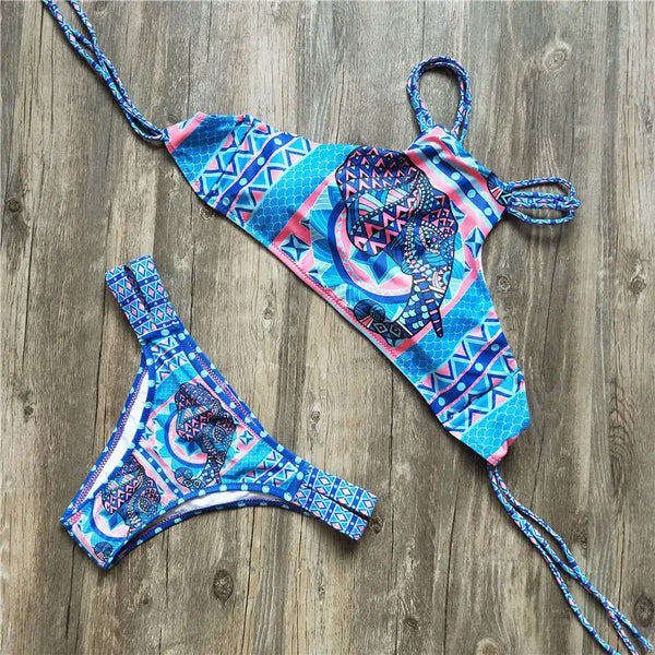 Melphieer High Neck Tank Crop Top Bikini Crochet Bikinis Set Swimwear Women Swimsuit Female Beachwear 2025 Monokini Bathing Suit - funny happy kids