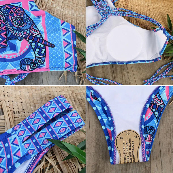 Melphieer High Neck Tank Crop Top Bikini Crochet Bikinis Set Swimwear Women Swimsuit Female Beachwear 2025 Monokini Bathing Suit - funny happy kids