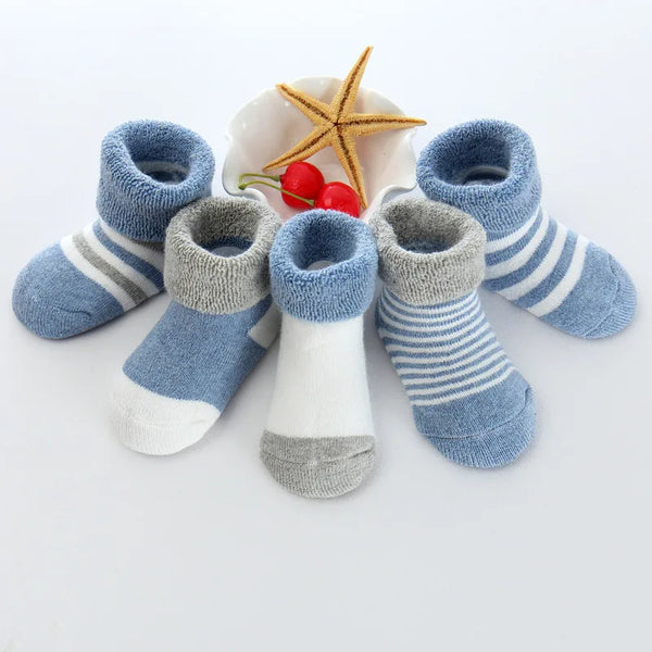 Kiddiezoom 5Pairs/lot unisex Non-Skid Baby Shoe Socks 0-12months Cotton baby boy girls meia infantil cheap stuff - funny happy kids