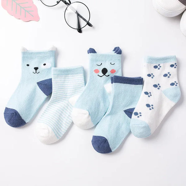 5 Pairs/Lot Kids Soft Cotton Socks Boy Girl Baby Infant Fashion Stripe Warm For Autumn Winter 0-8 Years Children Cartoon Sock - funny happy kids