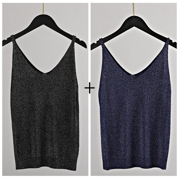 Tops glitter de tirantes