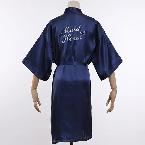 Wedding Bride Bridesmaid Robe Dressing Gown Sexy Women Bathrobe Nightgown Short Sleepwear Casual Flower Kimono Geisha M L XL - funny happy kids