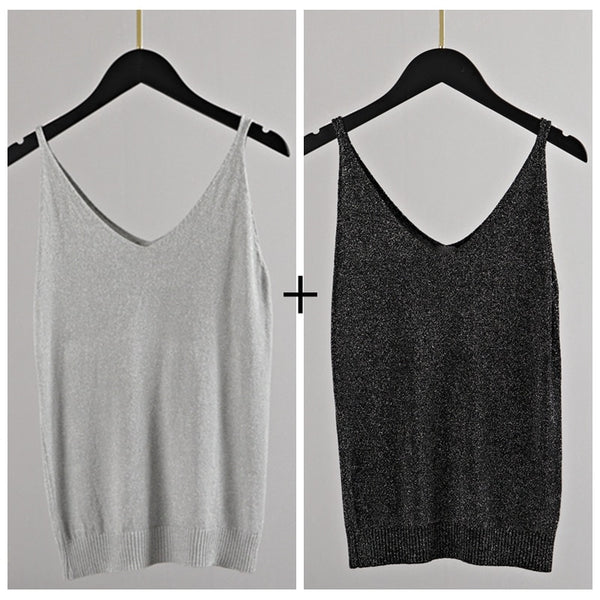 Tops glitter de tirantes