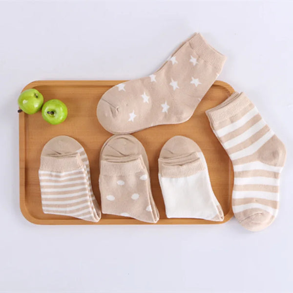 5 Pairs/Lot Kids Soft Cotton Socks Boy Girl Baby Infant Fashion Stripe Warm For Autumn Winter 0-8 Years Children Cartoon Sock - funny happy kids
