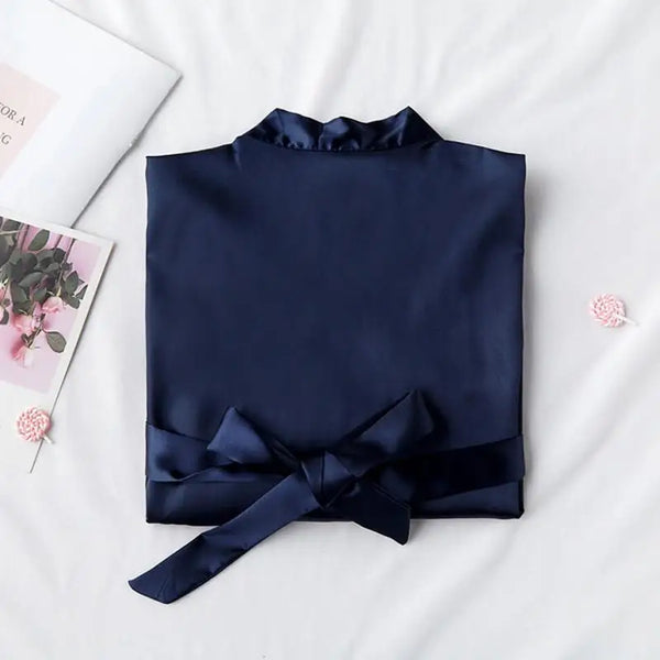 Wedding Bride Bridesmaid Robe Dressing Gown Sexy Women Bathrobe Nightgown Short Sleepwear Casual Flower Kimono Geisha M L XL - funny happy kids