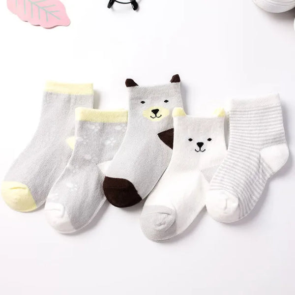 5 Pairs/Lot Kids Soft Cotton Socks Boy Girl Baby Infant Fashion Stripe Warm For Autumn Winter 0-8 Years Children Cartoon Sock - funny happy kids