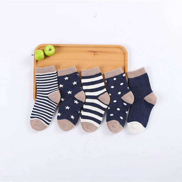 5 Pairs/Lot Kids Soft Cotton Socks Boy Girl Baby Infant Fashion Stripe Warm For Autumn Winter 0-8 Years Children Cartoon Sock - funny happy kids
