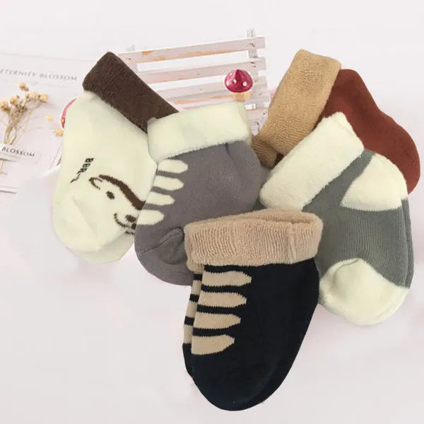 Kiddiezoom 5Pairs/lot unisex Non-Skid Baby Shoe Socks 0-12months Cotton baby boy girls meia infantil cheap stuff - funny happy kids