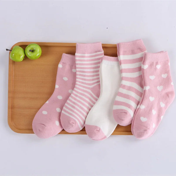 5 Pairs/Lot Kids Soft Cotton Socks Boy Girl Baby Infant Fashion Stripe Warm For Autumn Winter 0-8 Years Children Cartoon Sock - funny happy kids