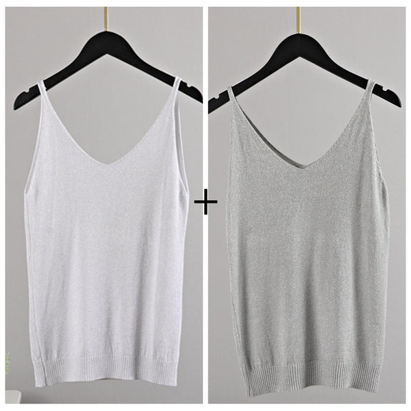 Tops glitter de tirantes