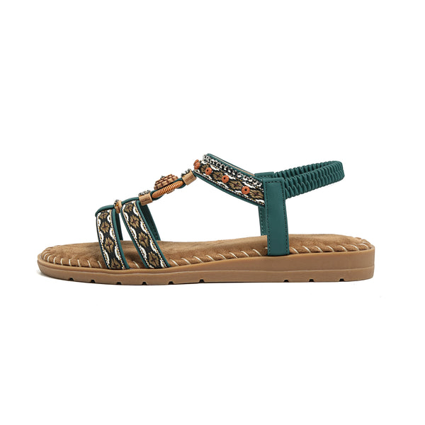 Women's sandals summer bohemian one line elegant slimming anti slip comfortable daily vacation flat beach shoes - funny happy kids