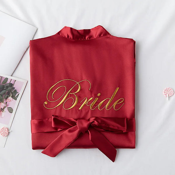 Wedding Bride Bridesmaid Robe Dressing Gown Sexy Women Bathrobe Nightgown Short Sleepwear Casual Flower Kimono Geisha M L XL - funny happy kids