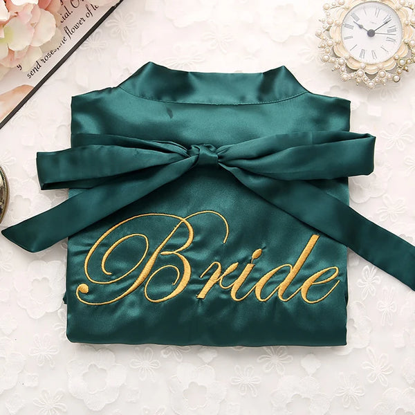 Wedding Bride Bridesmaid Robe Dressing Gown Sexy Women Bathrobe Nightgown Short Sleepwear Casual Flower Kimono Geisha M L XL - funny happy kids